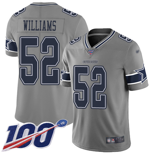 Men Dallas Cowboys Limited Gray Connor Williams #52 100th Season Inverted Legend NFL Jersey